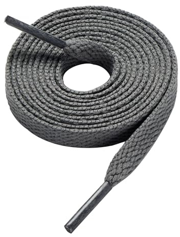 CCSOFTIME Flat Grey Shoe Laces for Trainers Converse Air Force 1,Replacement Grey Sneaker Laces for Sport Shoes,Casual Shoe,Wide 8mm Shoelaces for Men Women Kids Adult,(1Pair-Grey-180cm)