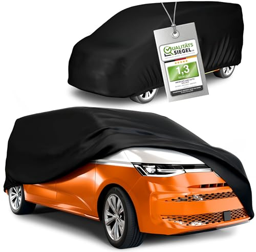 WALSER Abdeckplane Auto All Weather, Transporter Abdeckplane wasserdicht, 100% wetterfeste Bus Autoplane Größe 11 schwarz kompatibel mit VW Caddy, Ford Transit/Tourneo, Renault Kangoo