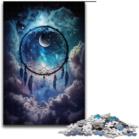 Puzzle 1000 Teile, Magischer Traumfänger, Puzzle für Erwachsene, Holzpuzzle, anspruchsvolles Spiel (Größe 50 x 75 cm)