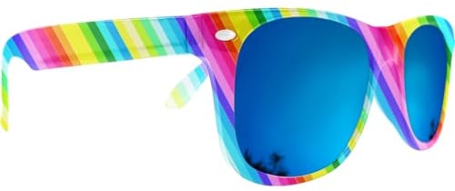 Mustavo Lunettes de soleil arc-en-ciel pour homme et femme - Monture arc-en-ciel avec verres miroir bleu - Protection UV400 - Lunettes tendance