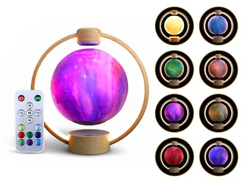 3D Levitating Moon Lamp & Bluetooth Speaker – Floating Galaxy Light, 360° Spin, 8-Colour LED, Touch & Remote Control, USB Powered, Home, Office & Bedroom Decoration