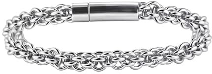 Joya Love Vier-Ring-Kette Herren Armband Edelstahl Armbänder Retro-Hip-Hop-Mode als Geschenk für Ehemann Papa Sohn Bruder