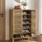 Tribesigns 6-stöckiger Schuhschrank mit 2 Shutter Türen, 73x35x109cm, 24 Paar Bauernhaus-Schuhschrank mit verstellbaren Regalen,Schuhaufbewahrung aus Holz für Eingangsbereich, Wohnzimmer, helle Eiche