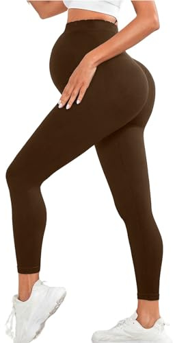 Hanraz Legging pour femmes enceintes 2025 - Taille haute - Pantalon de grossesse opaque - Bande ventrale - Legging de grossesse - Mode de maternité - Élastique et respirant