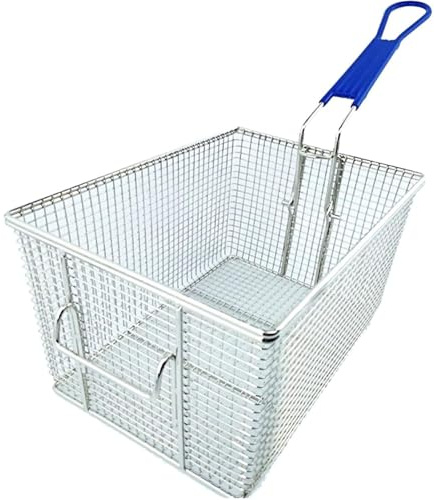 Stainless Steel Frying Basket, Square Fryer Filter Net for Restaurant Kitchen, Meshed Skimmer for French Fries, 28x20x15cm