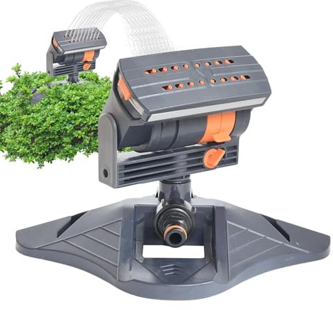 Adjustable Lawn Sprinkler for Large Area Coverage, 4 Spray Modes Automatic Garden Water Sprinkler with Quick Connect Hose System for Grass, Backyard, Plants, and Outdoor Irrigation