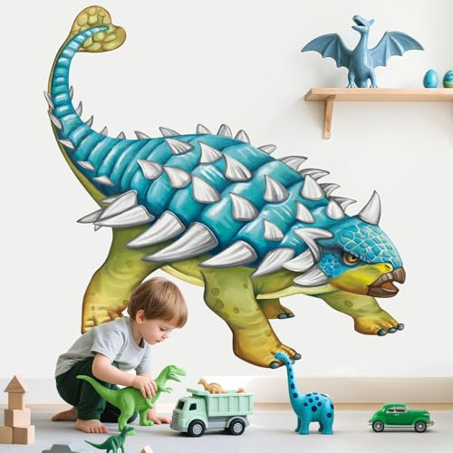 decalmile Dinosaurs Tropical Jungle Animal Dino Boys Wall Decals Stickers | Peel and Stick Decals for Walls, DIY Wall Art Stickers, Removable & Wall-Safe, Vibrant Colors Wall Decor