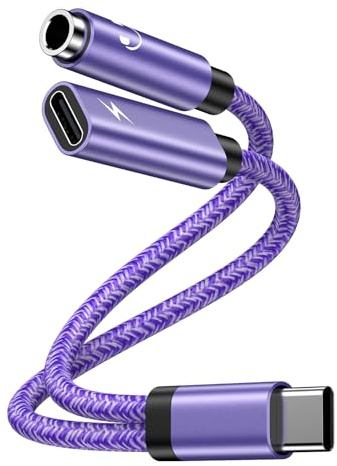 2 in 1 Google Pixel Typ C auf 3.5mm Kopfhörer Adapter, USB C auf 3,5mm Klinke Kopfhörer Adapter und Laden für Google Pixel 10 Pro 9 8 7 6 5/Samsung Galaxy S26 S25 S24 S23 S22 A56 A36 A16 Z Flip 7