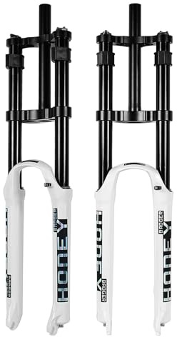 HZXQCVB 26/27,5/29 Downhill Mountainbike-Luftgabel 1-1/8 Gerades Rohr Doppelte Schulter Federgabel 140 Mm Federweg Schnellspanner 9x100mm(White,27.5'')