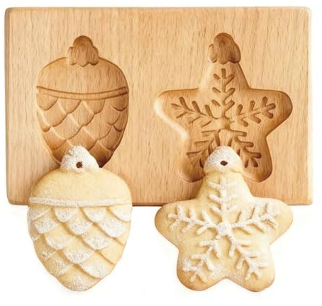 Geschnitzte Holzform, Holz-Keksformen Für Schneeflocke Und Eichhörnchen, Keksformen Aus Holz Für Kreatives Backen Mit Kindern, Cookie Cutter Backformen Für Familienbäckereien Und Festliche Anlässe