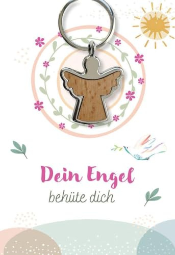 Dein Engel behüte dich: Glückwunschkarte mit Engel-Schlüsselanhänger
