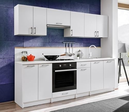 Genérico Muebles de Cocina Completa Bona Blanco Mate 240 cm sin encimera