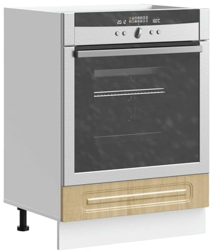 Owoxanthellate Kalmar Sonoma Tall Kitchen Cabinet 60x46x81.5 cm Engineered Wood Microwave & Cooker Cupboard with Adjustable Feet