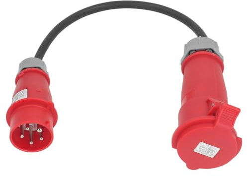 Ycauty Adaptateur CEE étanche à 5 broches pour chantier de construction et camping, prise 16 A vers prise 32 A, 220-380 V, IP44