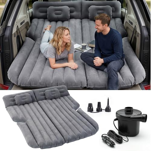 Sekey Auto Matratze mit 12V-Luftpumpe, 185 x 144 x 12 cm SUV Luftmatratze, jederzeit aufblasen und sofort entspannen, Camping Luftmatratze für SUV, Kombi, Van, Minivan, MPV, RV und Pickup