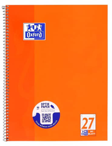 Oxford Collegeblock A4 liniert, mit Doppelrand, 80 Blatt, orange