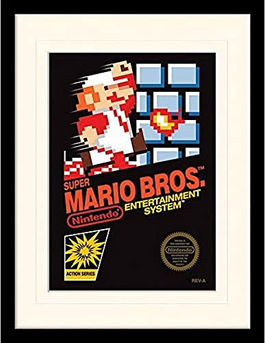 Pyramid International MP11295P-PL Super Mario Bros (NES Cover) montiert und gerahmt, Mounted 250 GSM Paperwrap MDF, Mehrfarbig, 44 x 33 x 4 cm