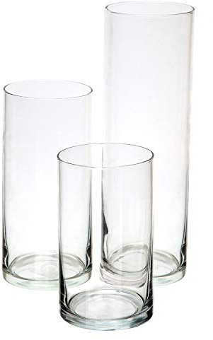 Royal Imports Vase dekorative Glaszylinder Mittelachse für den Haushalt oder Hochzeit 3er Set ohne Kerzen Claro