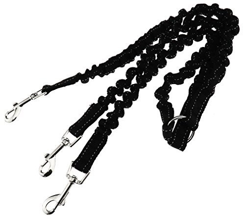 3-teilige Hundeleine, verhindert das Verknoten und Verheddern, mit Gummizug, schwarz …