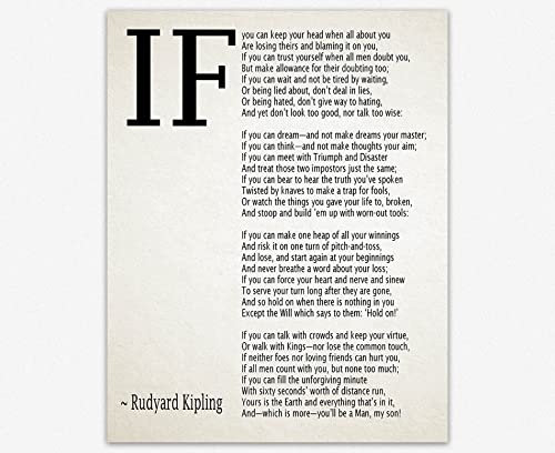 IF Poem Art Print IF Poem by Rudyard Kipling Art Print IF Poster If Poem Poster If Poem Print If Poem Wall Art If you can If by Kipling Poem (Ivory, 20cm x 25cm)