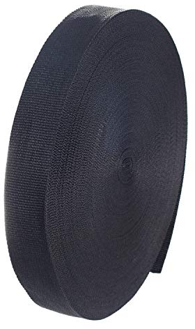 50 Meter x 38mm PP Gurtband - 1,4mm Stark - Gurtband aus Polypropylen - 50 Meter Länge und 38 mm Breite, Schwarz, TKB5071-black