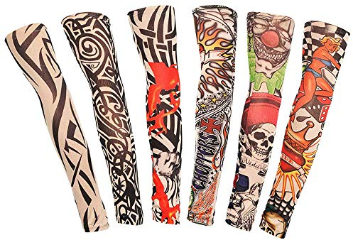 DECARETA 6 Stück Tattoo Sleeves Arm Tattoo Ärmel Sleeve Temporäre Tattoos Tätowierung Armstulpen-Kit Sonnenschutz Arm Strümpfe Zubehör für Party Unisex Männer Frau dünne