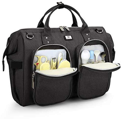 Pomelo Best Wickeltasche mit wasserdicher Wickelunterlage und 2 Kinderwagen Haken verstellbare Schultergurt multifunktionale Umhängetasche Reisetasche für Unterwegs