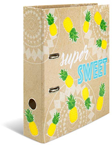 HERMA 19392 Ordner A4 Tropical Sweet Ananas, 7 cm breit, Motiv Aktenordner aus Pappe mit Innendruck für Schule und Büro, stabiler Kinder Ringordner aus Karton für Jungen und Mädchen