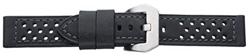 Eichmüller massives 20mm XXL Leder Uhren Armband gelocht Schwarz Ersatzband