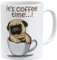 OM3® Pug It's Coffee Time Mops Tasse mit Hundemotiv | Keramik Becher | 11oz 325ml | Beidseitig Bedruckt | Weiss