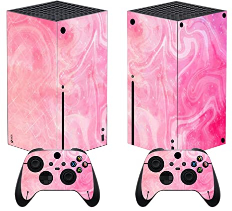 PlayVital Skin für Xbox Series X, Aufkleber Stickers Vinyl-Skins Schutzfolie Design Folie Zubehör für Xbox Series X Konsole Controller-Psychedelic Pink
