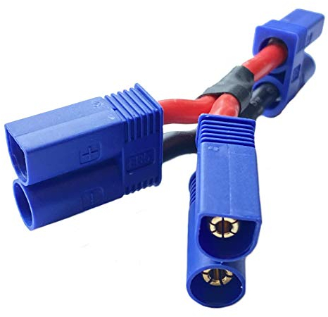 VUNIVERSUM Premium Adapter Parallel Y-Kabel EC5 Adapter 2X Male Stecker auf 1x Female Buchse Lipo Akku Ladekabel Kabel 12AWG Goldstecker Modellbau