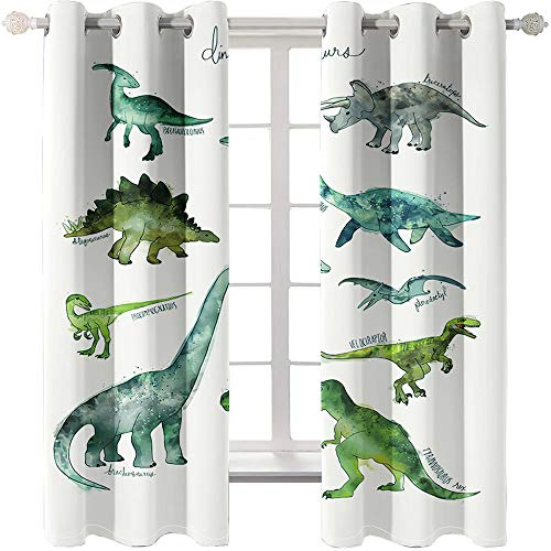 zpangg Verdunkelungsvorhang Kräuselband Dinosaurier Mit Ösen Gardine Für Schlafzimmer, Kinderzimmer 2 Stück Verdunkelungsvorhänge Farbige Vorhänge 184×214Cm