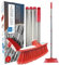 Soft Sweeping Brush Broom Indoor with Multi-Section Stainless Steel Long Handled Brush − House Broom Soft Bristle Brush for Cleaning Home and Kitchen Floors (Red)