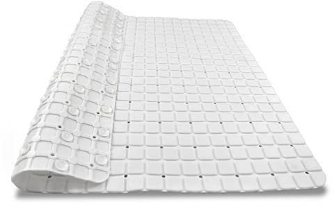 VIRSUS Tappeto doccia antiscivolo di colore bianco, antimuffa e antibatterico, con ventose e fori drenaggio, quadrato dimensione 55 x 55 cm, tappetino bagno doccia vasca da bagno lavabile