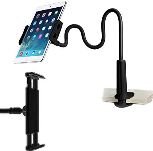 GVEFIVME Tablet-Halterung mit Schwanenhals, universeller Tablet-Ständer: 360 Grad Flexibler Arm Halterung Klemmhalterung Bett für 11,9-26,7 cm (schwarz)