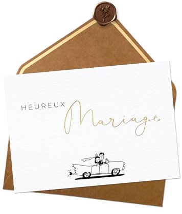 Joli Coon - Carte de mariage - Heureux Mariage Originale - Carte félicitations mariage avec enveloppe - A6