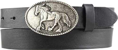 BELTINGER Gürtel für Reiter mit Pferde-Gürtelschnalle aus Vollrindleder 3 cm | Reiter-Gürtel 30mm für Reithose | Reiterinnen-Gürtel | Schwarz 90cm
