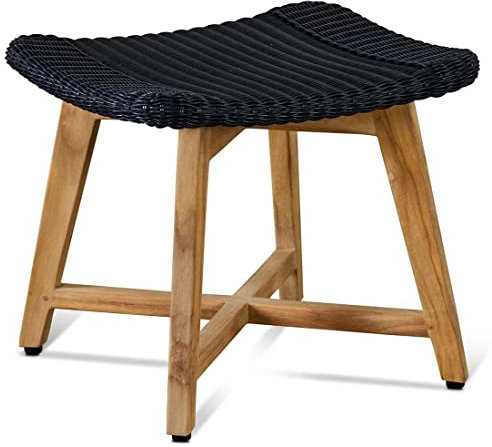 OUTLIV. Clovelly Hocker Teak/Geflecht, komfortable Sitzgelegenheit im Landhausstil, die perfekte Ergänzung für Ihren Außenbereich