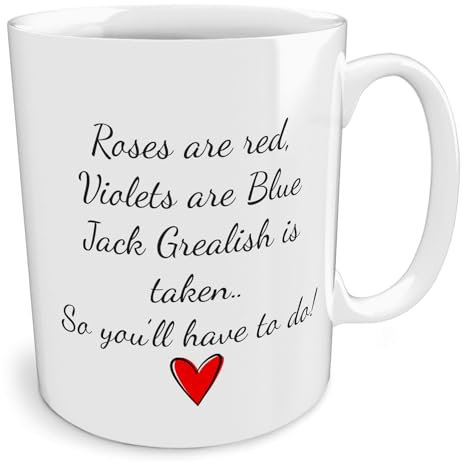 Black Raven Design - Roses are Red, Violets are Blue, Jack Grealish is Taken, So You'll Have to Do!, Ceramic Mug, 11fl oz