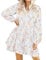 FANCYINN Damen Rüschen Glockenärmel Etuikleid Babydoll Leinen Casual Minikleid mit Taschen Langarm Brauner Punkt- und Blumendruck XL