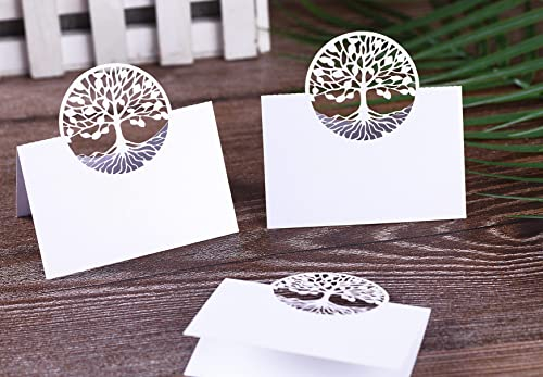 MKISHINE 50 Stück 3D-Markierungen für Hochzeit, Taufe, 3D-Baum des Lebens, Karte für Türen, für Geburtstag, Kommunion, Verlobung, Platzkarten, Hochzeit, Dekoration