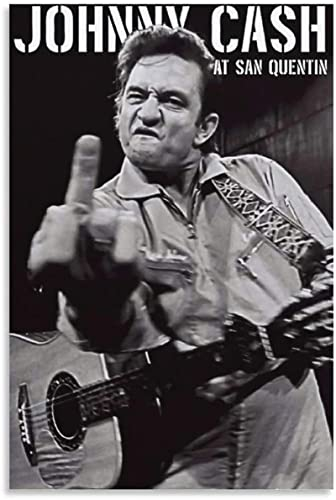 Shenywell Wanddeko Poster Johnny Cash (Mittelfinger) SAN Quentin Poster Poster Dekorative Wohnzimmer Schlafzimmer Malerei 50x70cm Kein Rahmen