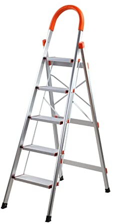 TREPPE Escalera Aluminio Plegable Tijera 5 Peldaños Domestica