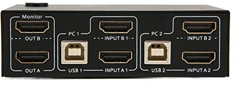 KVM Switch HDMI 2 Port Box, Dual Monitor KVM Switch HDMI 2 Port For 2 Computers Laptops, Support 3840x2160 at 30Hz, 1920x1080 at 60Hz, HDCP 2.0 Standard