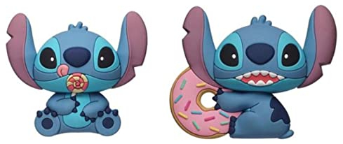 Disney Stitch 3D-Schaumstoff-Magnet-Set – Stich mit Donut und Lutscher – Magnet für Kühlschränke und Schließfächer