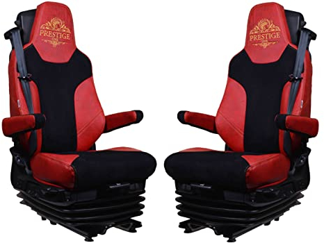 LUCARO Sitzbezüge für TGX ab 2020 - Zubehör LKW Schwarz - Fahrer und Beifahrer mit Sicherheitsgurt - LKW Zubehör Innenraum - Sitzbezügesets