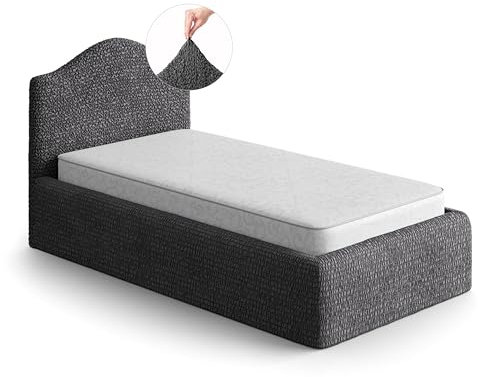 PAULATO Husse für Einzelbett über das Kopfteil und Grundgestell rüberziehen, Husse für Boxspringbetten 80-130cm Mikrofaser, bi-elastisches, kratzfestes und maschinenwaschbares Gewebe Made in Italy