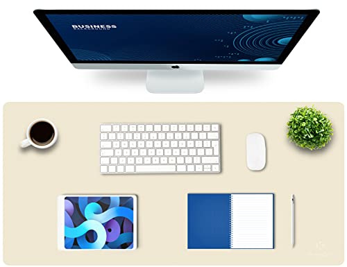 KNODEL Leder Schreibtischunterlage, Tischunterlage, 43x90, Elfenbein Crème | Schreibtischunterlage, Tischunterlage, Tastatur Matte, Mauspad, Mousepad, schreibtisch matte für Computer, Laptop