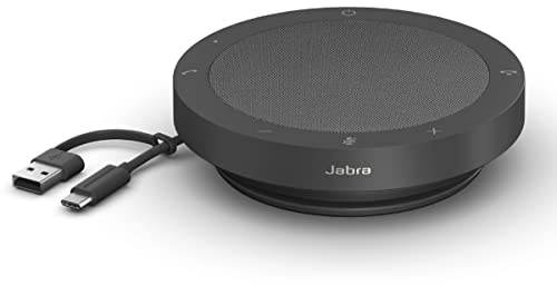 Jabra Speak2 40 Portable Speakerphone - 4 Noise-Cancelling Mics, Full-Range 50mm Portable Speaker, Wideband Audio and USB-A and USB-C Connections - Certified for Zoom and Google Meet - Dark Grey